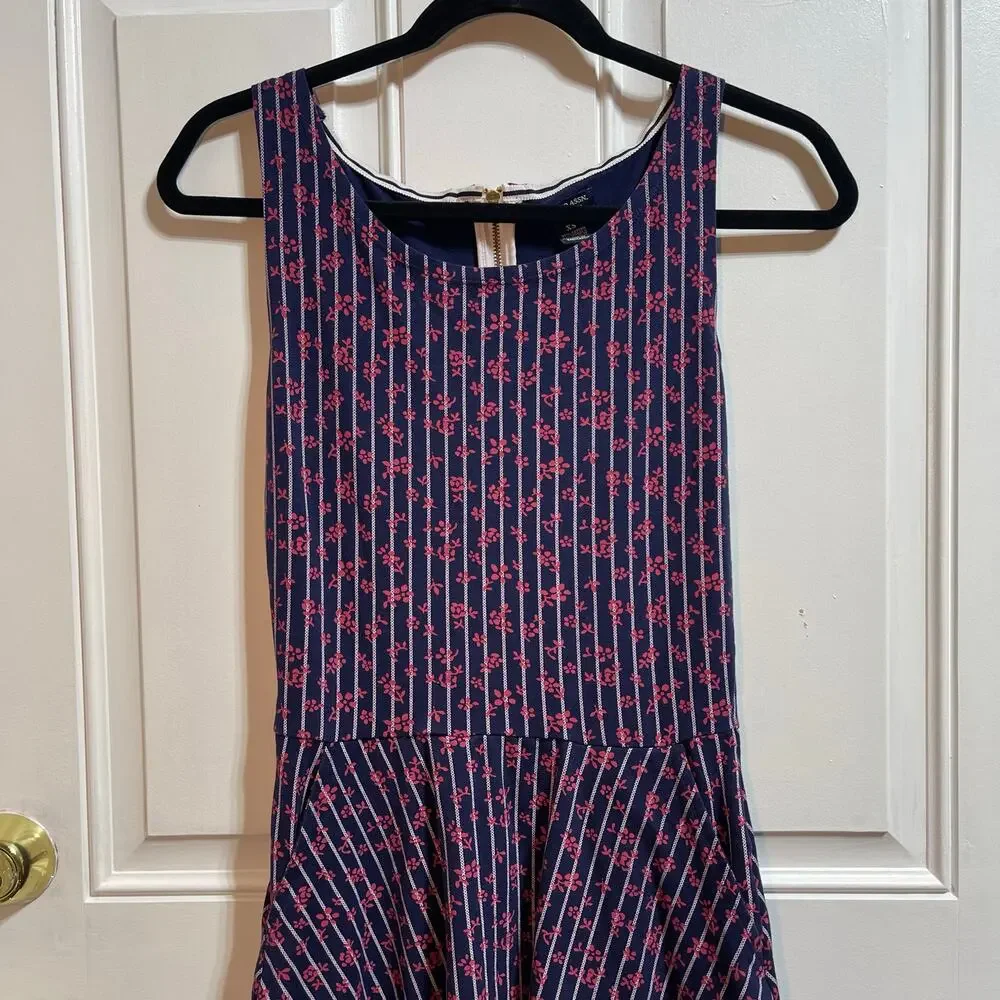 U.S Polo Assn. Striped Floral Fit & Flare Sleeveless Dress Women's Sz XS - Picture 3 of 10